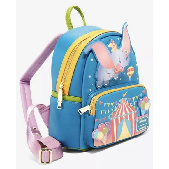 Loungefly Dumbo Mini Backpack BALLOONS Bright Pink & Turquoise Circus DISNEY